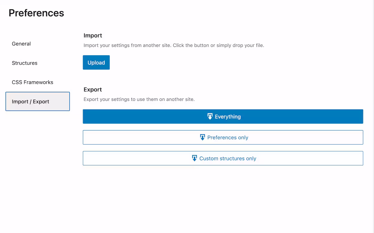 Admin dashboard with import and export features